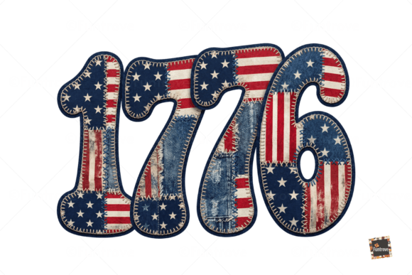 1776 Faux Denim Patch PNG: A Textured Tribute to Americana