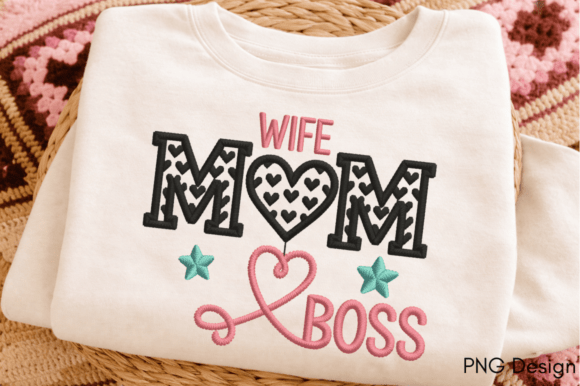 Celebrate Mom Life: The Wife Mom Boss PNG for Mother's Day