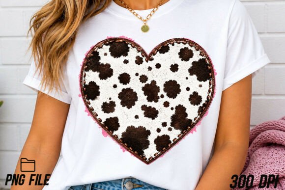 Embrace Rustic Charm with Western Cowhide Heart PNG Sublimation