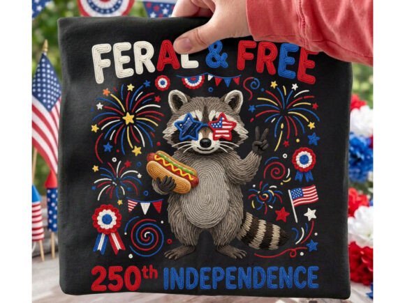 Feral Free Raccoon 4th Tshirt Png: Unleash Patriotic Spirit