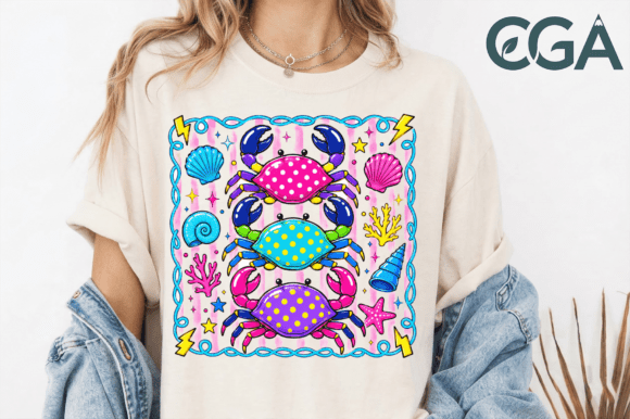 Polka Dot Crabs: A Retro Preppy Ocean PNG for Bold Branding