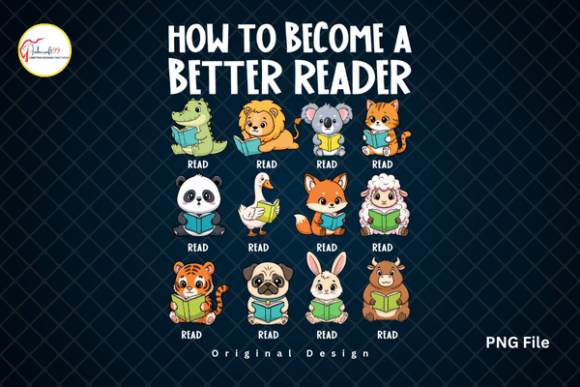 Reading Animals Funny Book Lover PNG: A Designer's Take