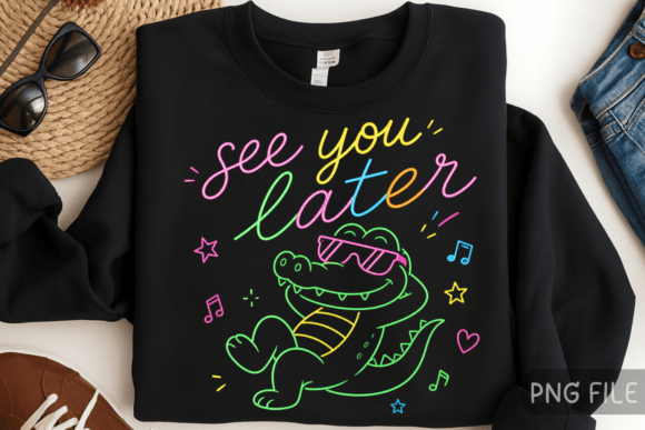 See You Later Alligator: A Neon PNG for Bold Branding