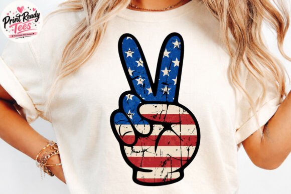 Vintage American Peace Hand USA Flag PNG: A Retro Statement