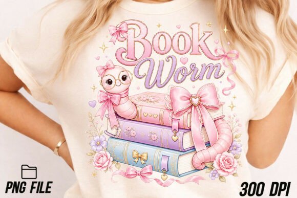 Whimsical Coquette Book Worm PNG: Your Go-To Design Asset